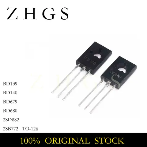 10PCS BD139 BD140 BD679 BD680 2SD882 2SB772 TO-126 5 pairs BD139+BD140 BD679+BD680 2SD882+2SB772 NEW STOCK WHOLESALE