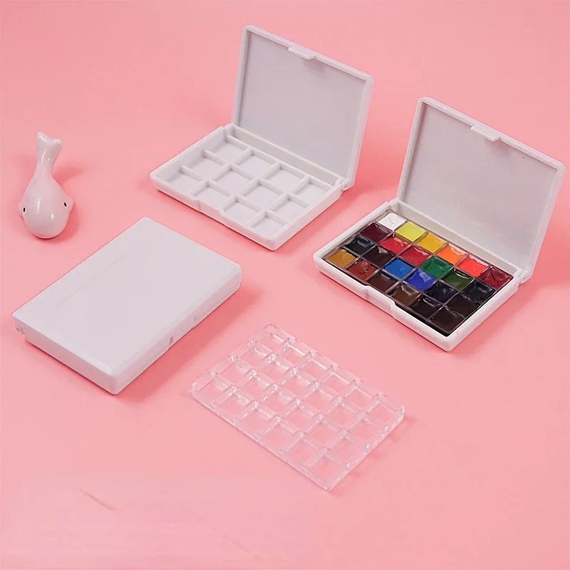 Plastic Rectangular Shape Nail Art Painting Watercolor Palette Foundation Eyeshadow Eye Shadow Double Layer Paint Box