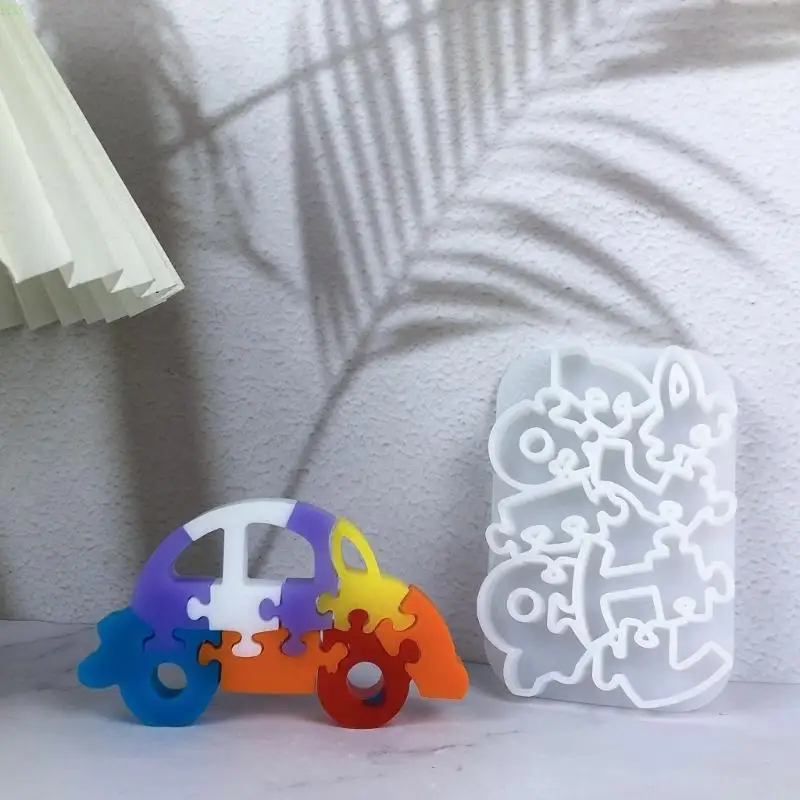 Silicone Car Puzzle Toy Shaped Home Decoration Mold Gypsum Jewelry Making Mould NM