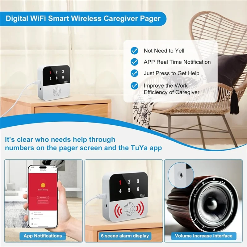 App-Control Life Alert System For Seniors No Monthly Fee, Pager, Safety Alert Systems, Caregiver Pager