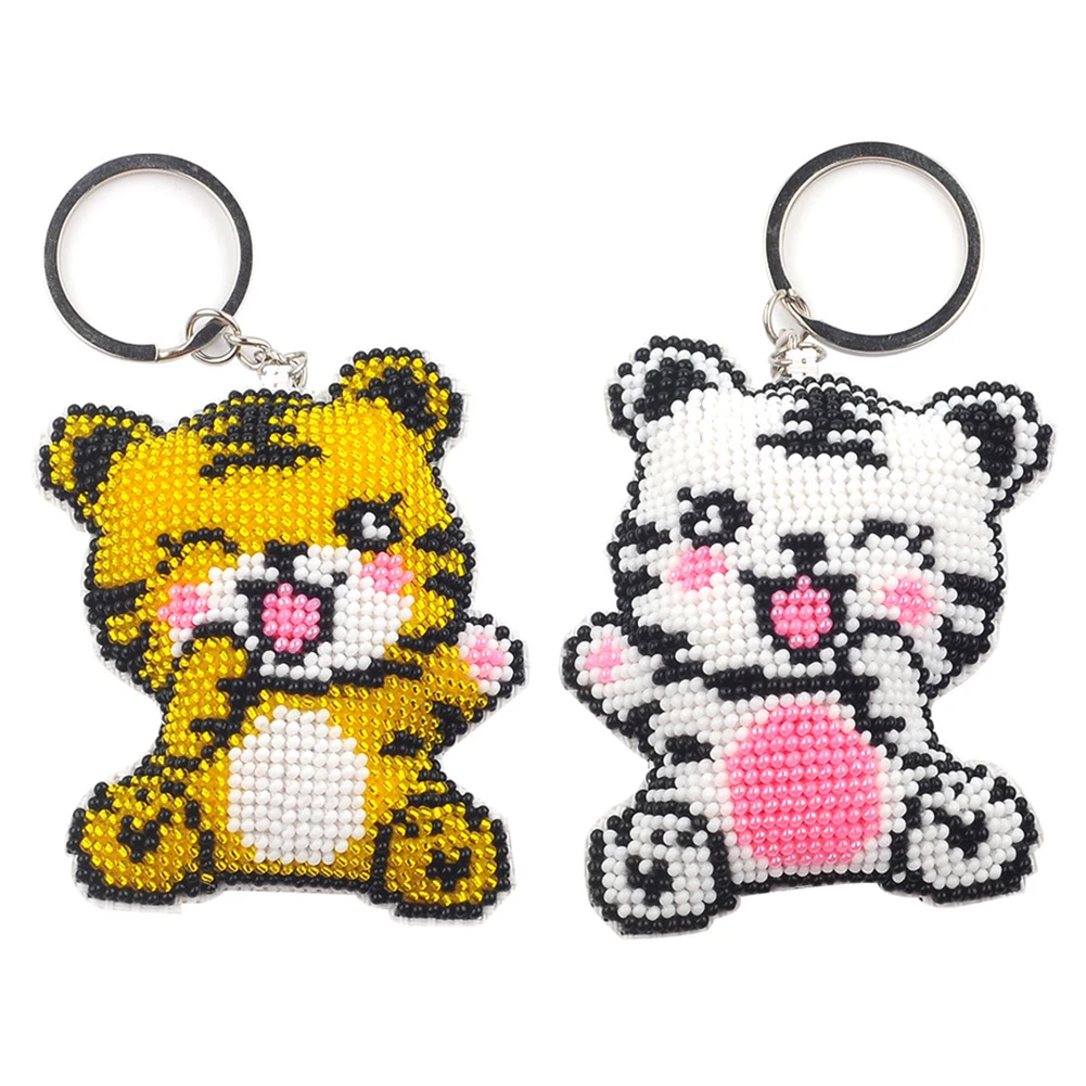 

2/5Pcs Cartoon Animal Mosaic Beads Embroidery Keyrings Art Handmade Beads Cross Stitch Keyring Kit Gift for Friends