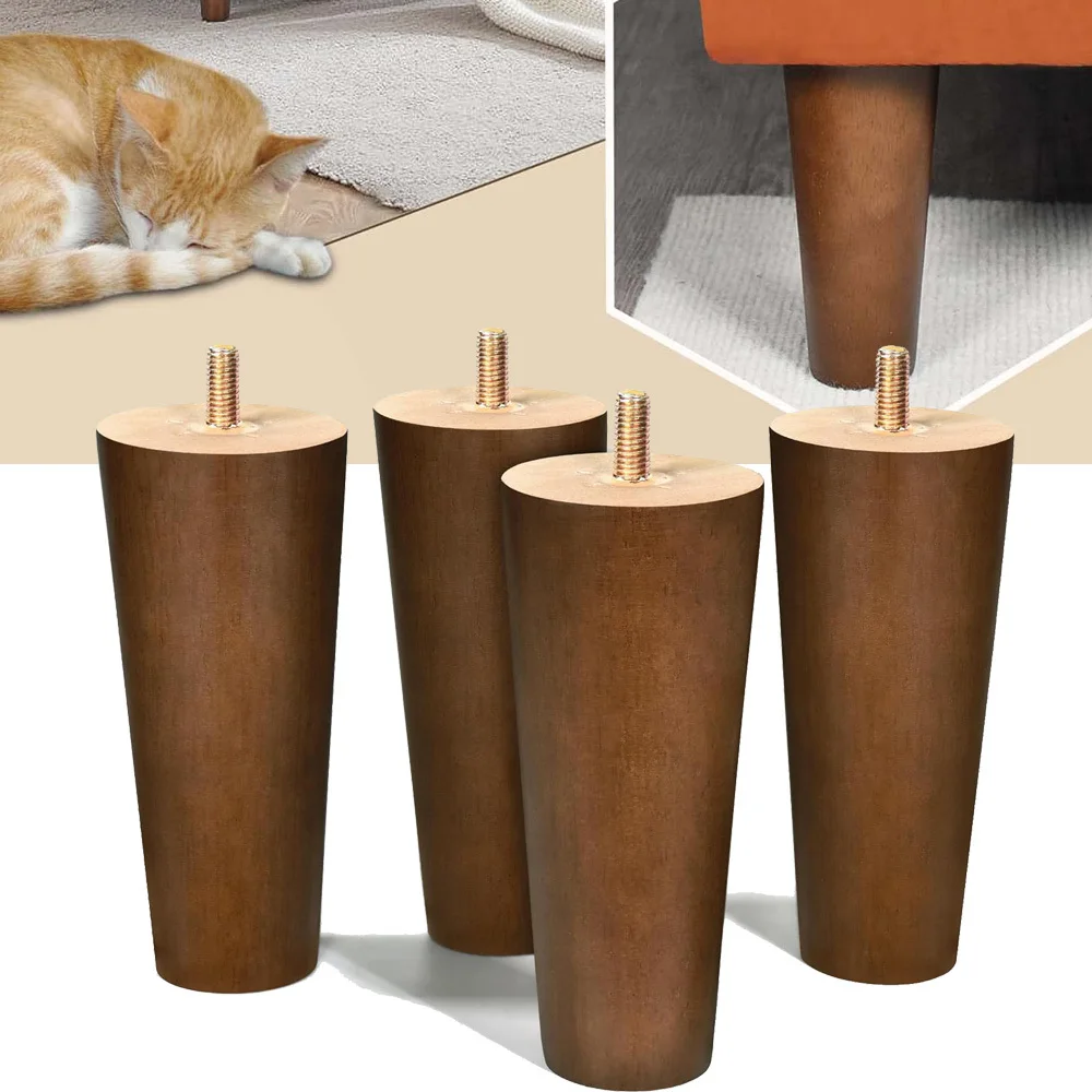 Furniture Legs Wood Sofa Legs Walnut Color Couch Replacement Legs for Cabinet Vanity Couch Chair Dresser