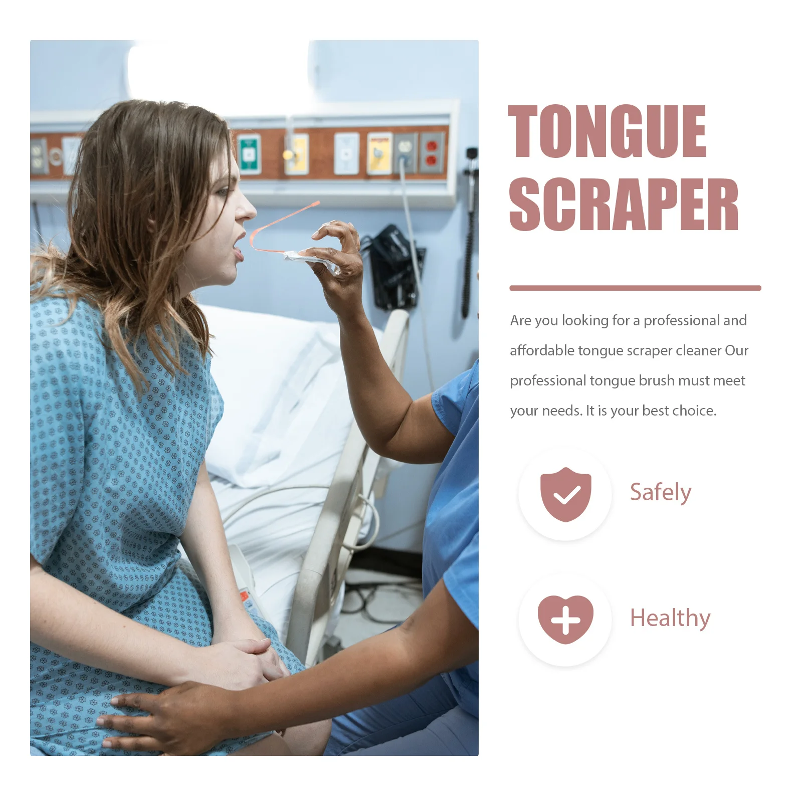 1 pezzo di raschietto per pulizia, materiale ecologico, manico ergonomico, raschietto dorato per la rimozione dell'alito cattivo