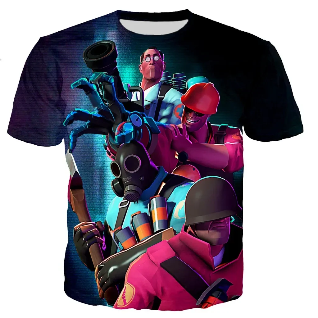 

New Best-selling Game Team Fortress 2 3D Printed T-shirt Men's and Women's Casual Fashion Short Sleeve Top Children's O Neck T-s