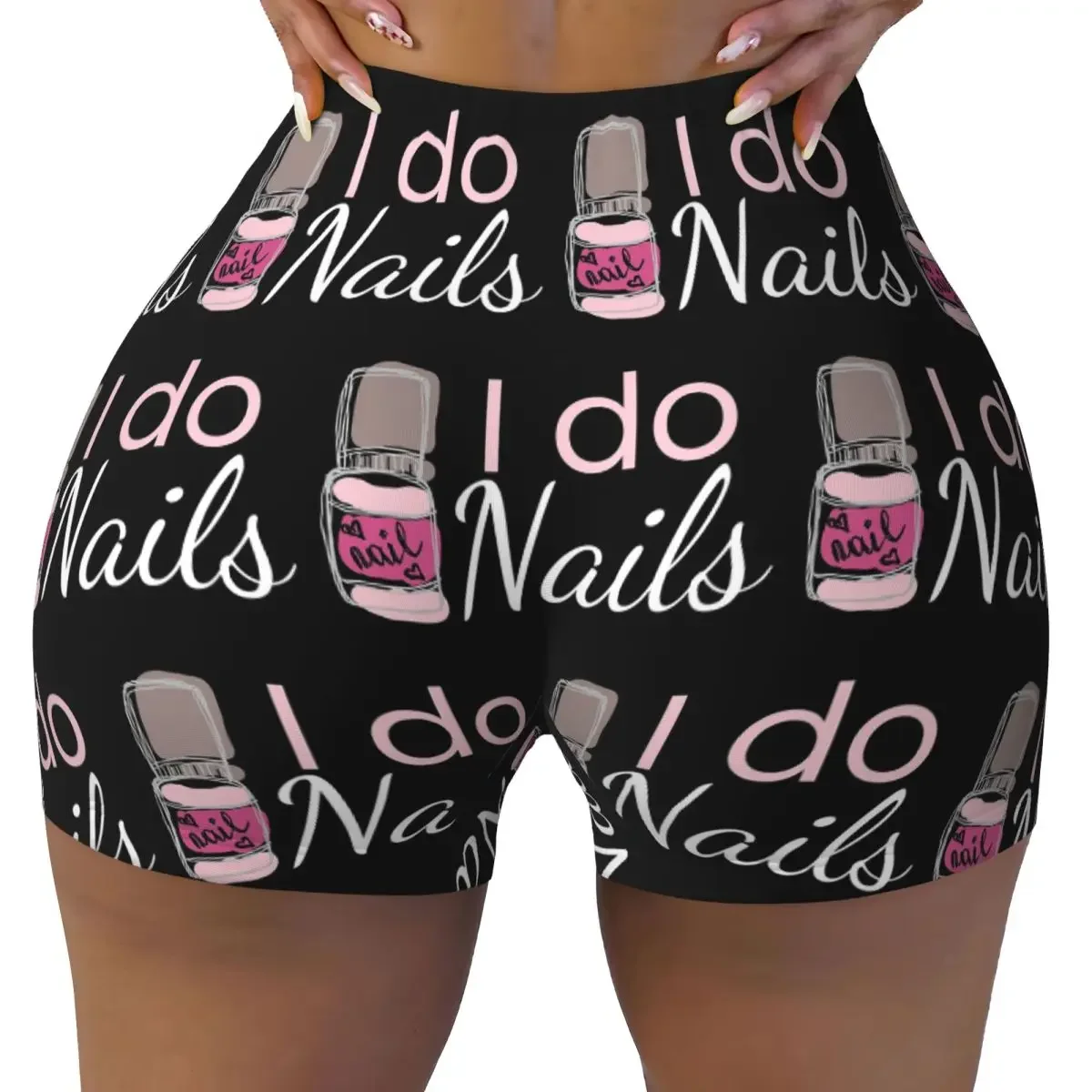 Custom I Do Nails Fingernail Manicure Studio Women Gym Workout Running Shorts Athletic Volleyball Biker Yoga Shorts