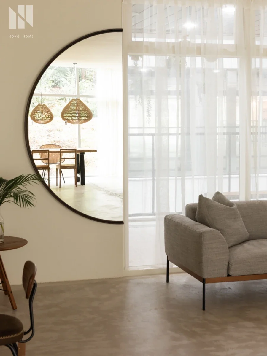 

Оригинальное креативное настенное зеркало для крыльца, полукруглое декоративное зеркало из цельного дерева, туалетное зеркало Jifeng B & B