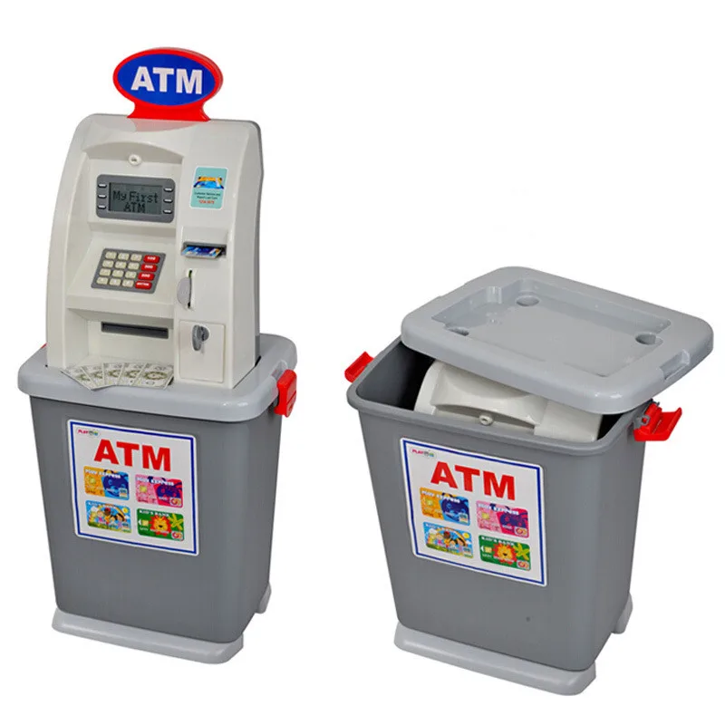 81cm High Quality Children\'s Bank ATM cash machine deposit machine toy play house toys for kids Birthday Christmas Gift