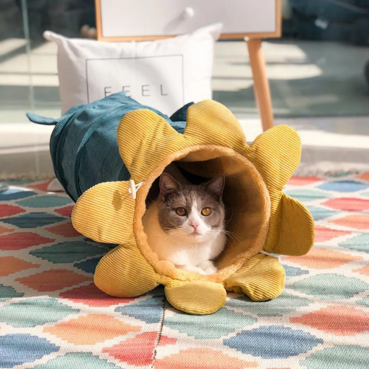 

Foldable Cat Tunnel Green Cucumber Durable Small Pet Tunnel Lightweight Portable Hideout Exercise Entertainment