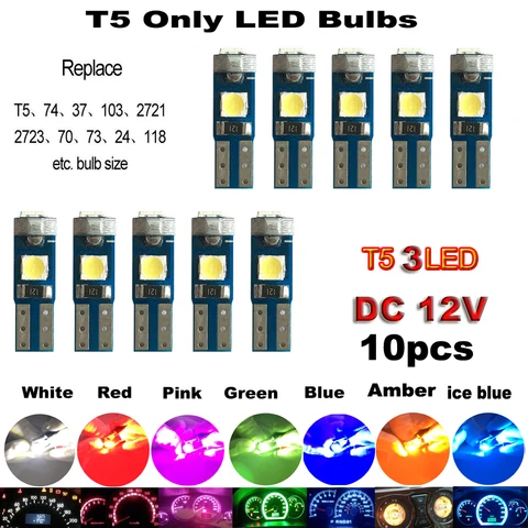 10 шт. Новые светодиодные лампы T5 W3W W1.2W Canbus PC74 B8.5 для приборной панели автомобиля и мотоцикла, индикаторные лампы-клипсы для приборов