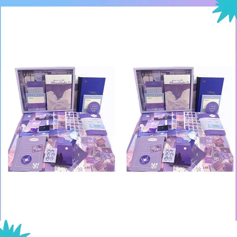 ABZW 696 шт. винтажный набор для скрапбукинга, набор принадлежностей для скрапбукинга, набор принадлежностей для мусорного журнала с сеткой A6 для ноутбука (лунный свет)