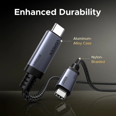 UGREEN USB4 USB-C кабель 240W, 80 Гбит/с, 16K 60 Гц для ноутбуков и мониторов — изображение товара