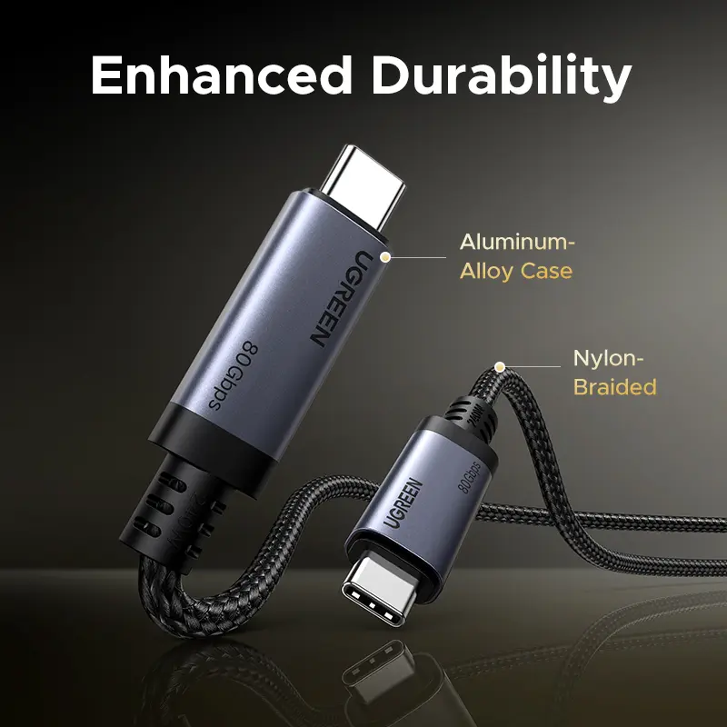 [80Gbps USB4] كابل UGREEN USB C إلى USB C 240 واط PD3.1 شحن سريع 16K 8K عرض فيديو لشاشات USB-C MacBook وظيفة كاملة - 6