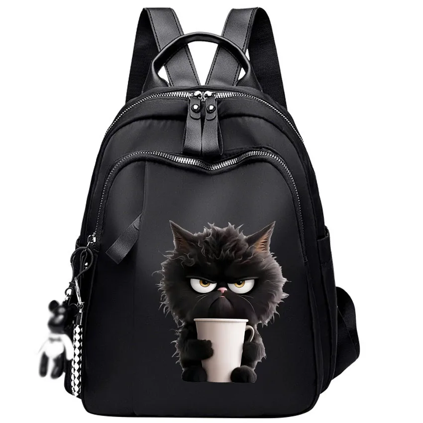 

Модный универсальный женский рюкзак из ткани Оксфорд большой вместимости с забавным принтом кота, водонепроницаемый, износостойкий, для повседневного использования