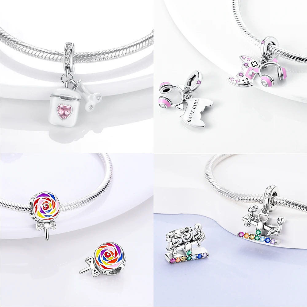 Music Pattern Beads 925 Silver Charms Original Beads Fit Bracelet Jewelry DIY Women Gift Accessory Colorful Creative Shiny Beads