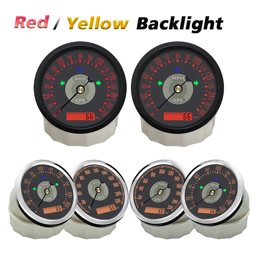 

Rhaxel 85mm Classical GPS Speedometer 0-160KM/H 0-200MPH 0-220KM/H Odometer 12V 24Volts Waterproof for Car Limousine Motorcycle