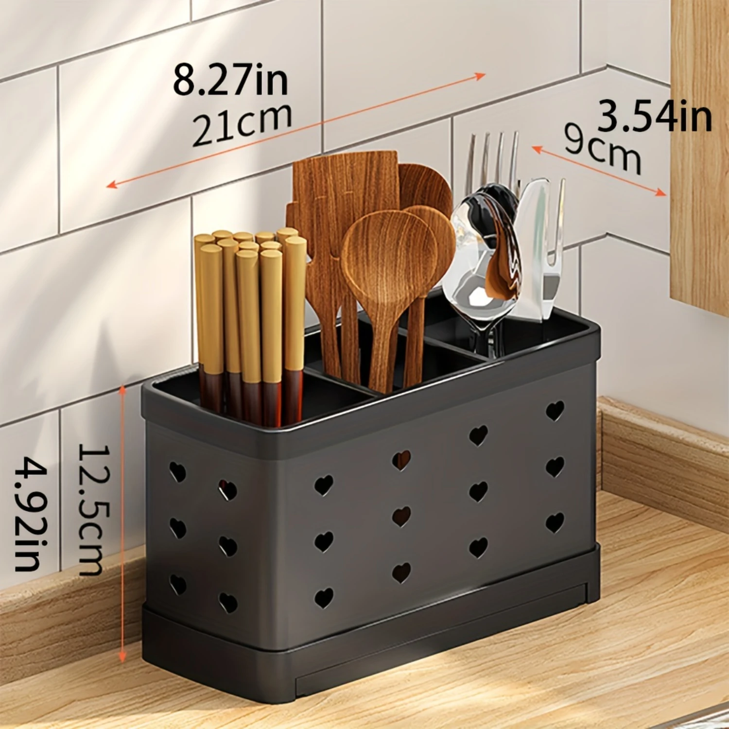 1 шт. Многофункциональный держатель для кухонной утвари — настенный или самостоящийся органайзер для столовых приборов с дренажем — легкий пластик