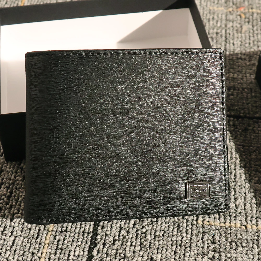 portefeuille-d'affaires-en-cuir-veritable-pour-homme-noir-horizontal-multi-cartes-court-pour-jeunes-en-polyester-fermeture-ouverte
