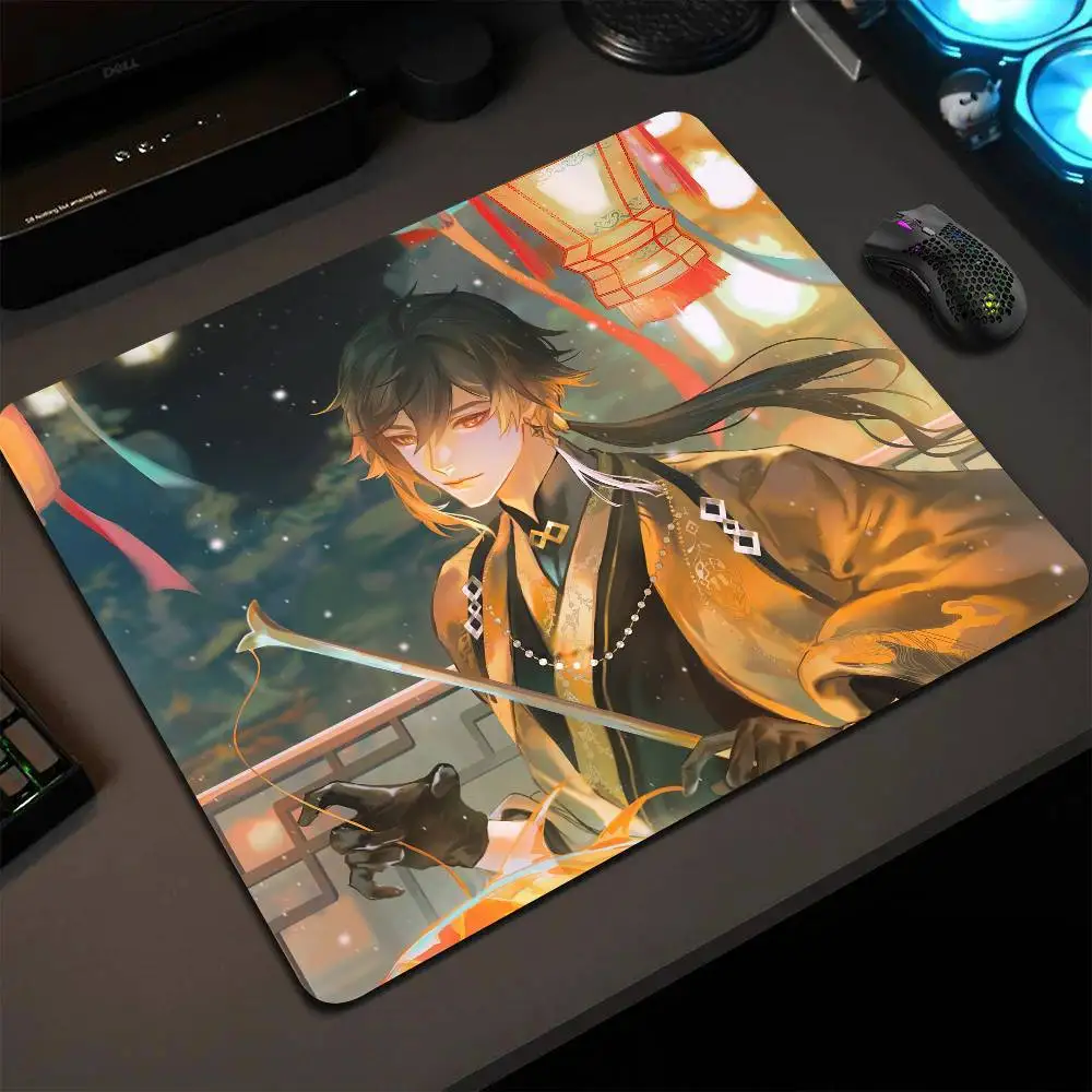 Zhongli Genshin Impact Mouse Pad 22X18 Square Computer Accessories Office Game Table Mats Rubber Anti-slip Mousepads