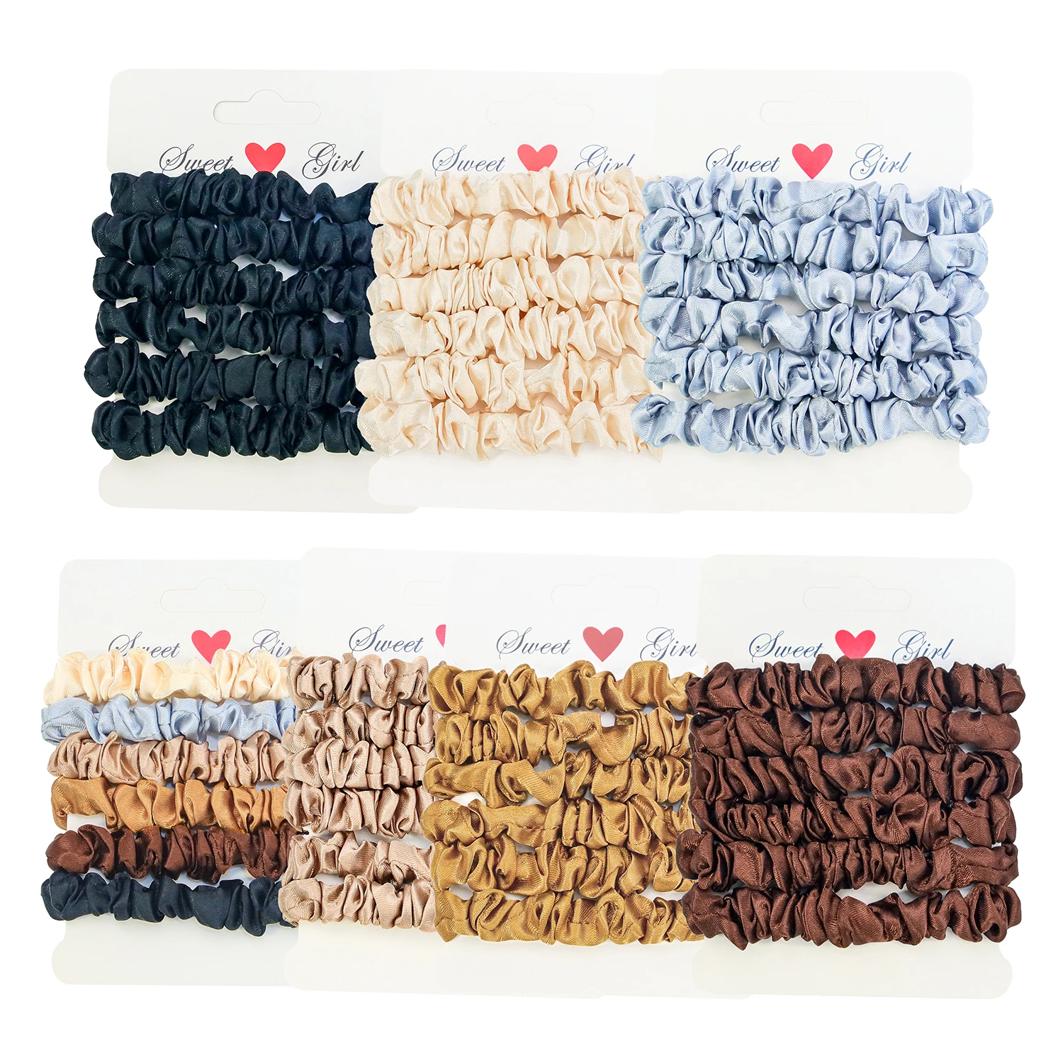 6PCS Girls Elastic Hair Ties Cute Satin Headbands Hair Bands Women Girls Scrunchie Ponytail Holder Hairbands Hair Accessories