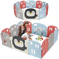 Baby Playpen Kids Activity Centre Safety Play Yard Child Protection Home Indoor Outdoor Barrier Plastic Multicolour Set 14 Panel