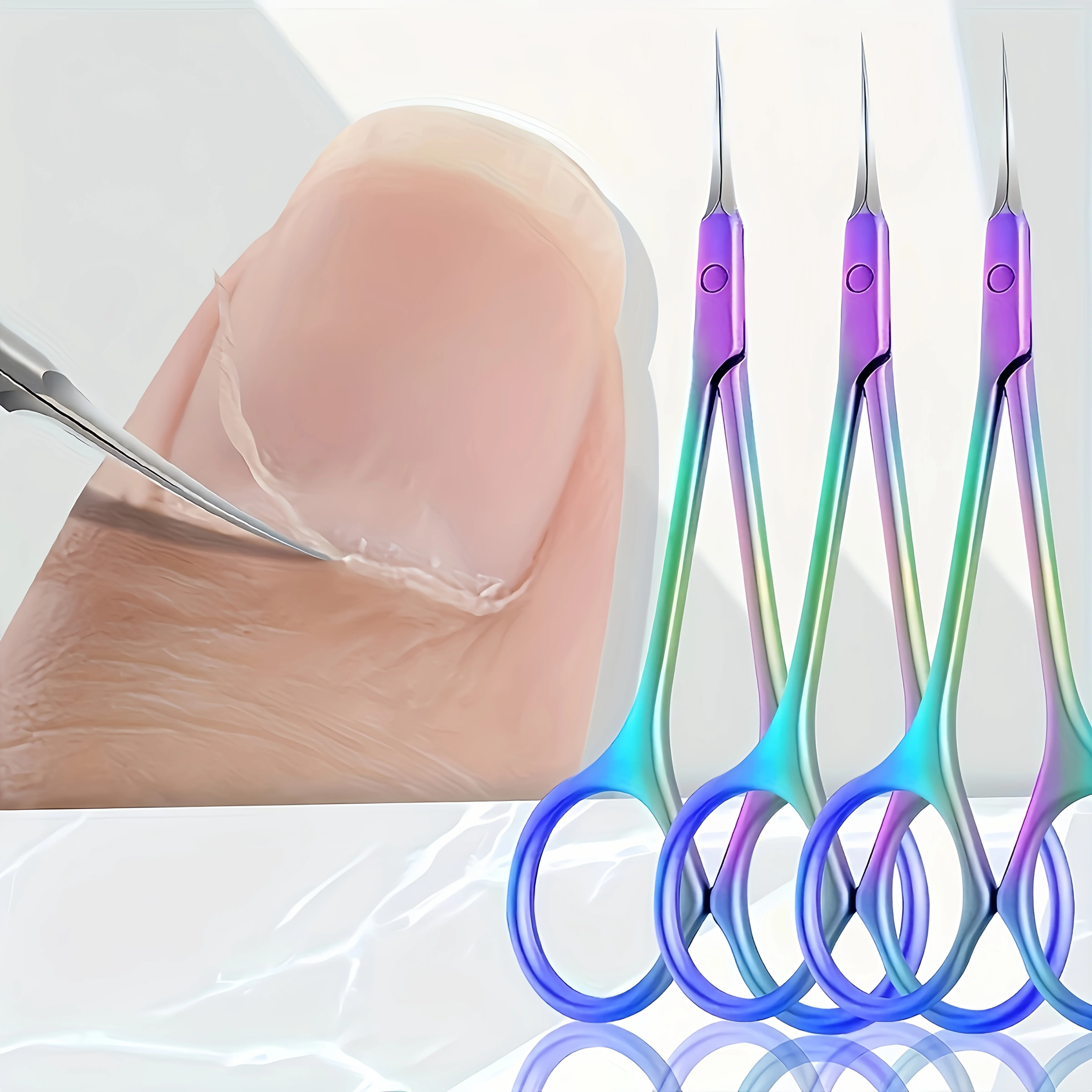 Stainless Steel Cuticle Scissors Precision Curved Tip Nail Trimmer for Dead Light Beige Removal Ergonomic Ambidextrous Design image 4