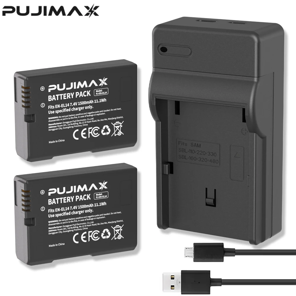PUJIMAX 1500mah EN-EL14a EL14 CAMERA BATTERY EN-EL14 For Nikon P7000 P7100 P7800 P7700 D3100 D3200 D3300 D3400 D3500 D5600 D5100