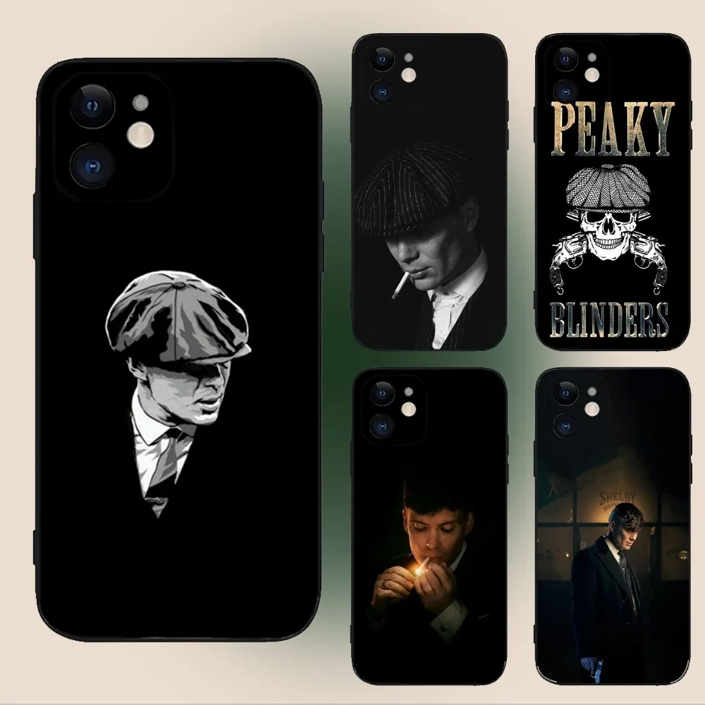 Thomas Shelby P-PeakyS B-BlinderS Phone Case For iPhone 15,14,13,12,11,Plus,Pro Max,XS,X,XR,SE,Mini, Soft Silicone Black Cover