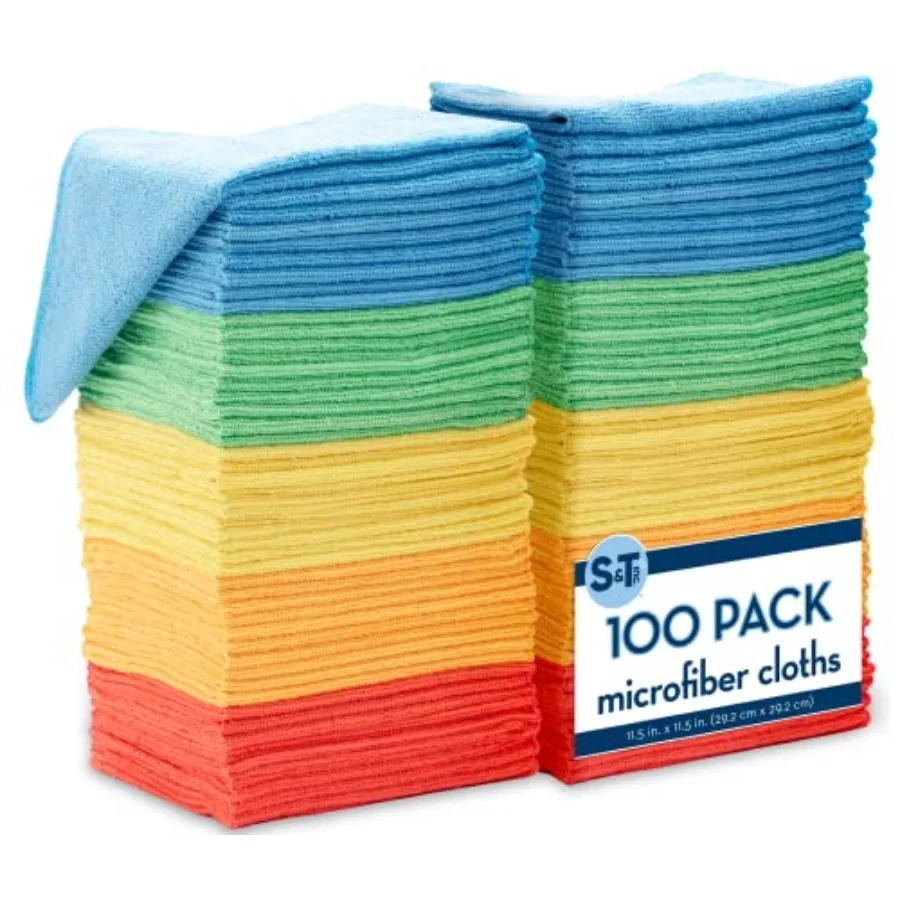 

Microfiber Cleaning Cloth, Bulk Towels for Home, Reusable Microfiber Towels for Cars, Cleaning Rags, Assorted, 11.5 Inch x 11.5