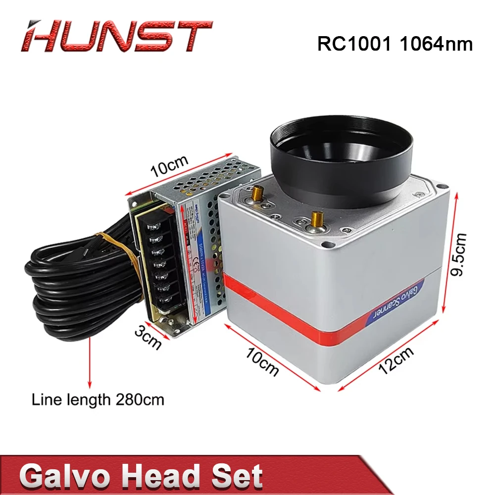 HUNST Fiber Laser Scan Galvo Head Set SINO-GALVO RC1001 1064nm Apeature 10mm Galvanometer Scanner with Power Supply.