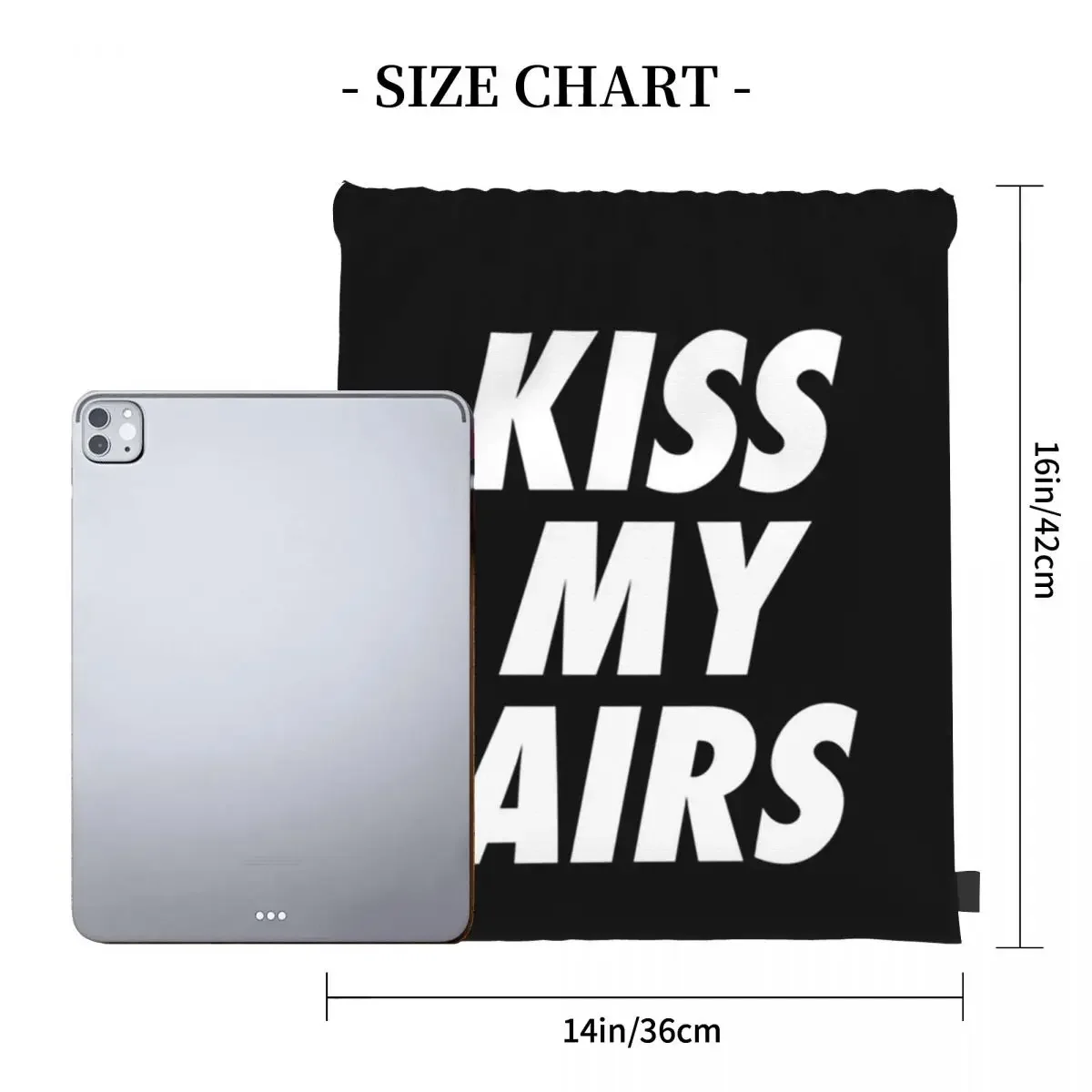 Kiss My Airs Sneaker Head Hype Black & White Backpacks Drawstring Bags Drawstring Bundle Pocket Shoes Bag BookBag For Man Woman