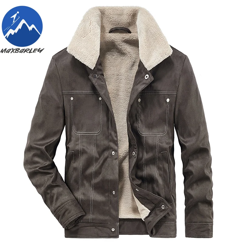 موضة جديدة سترات من جلد الغزال رجل الفراء المتكاملة الصوف سترات من الجلد جودة الذكور سمكا الدافئة الشتاء معاطف جلدية حجم 4XL