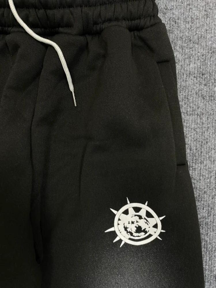 

Double waistband decal loose wide leg pants casual pants versatile color blocked pants fashionable trend