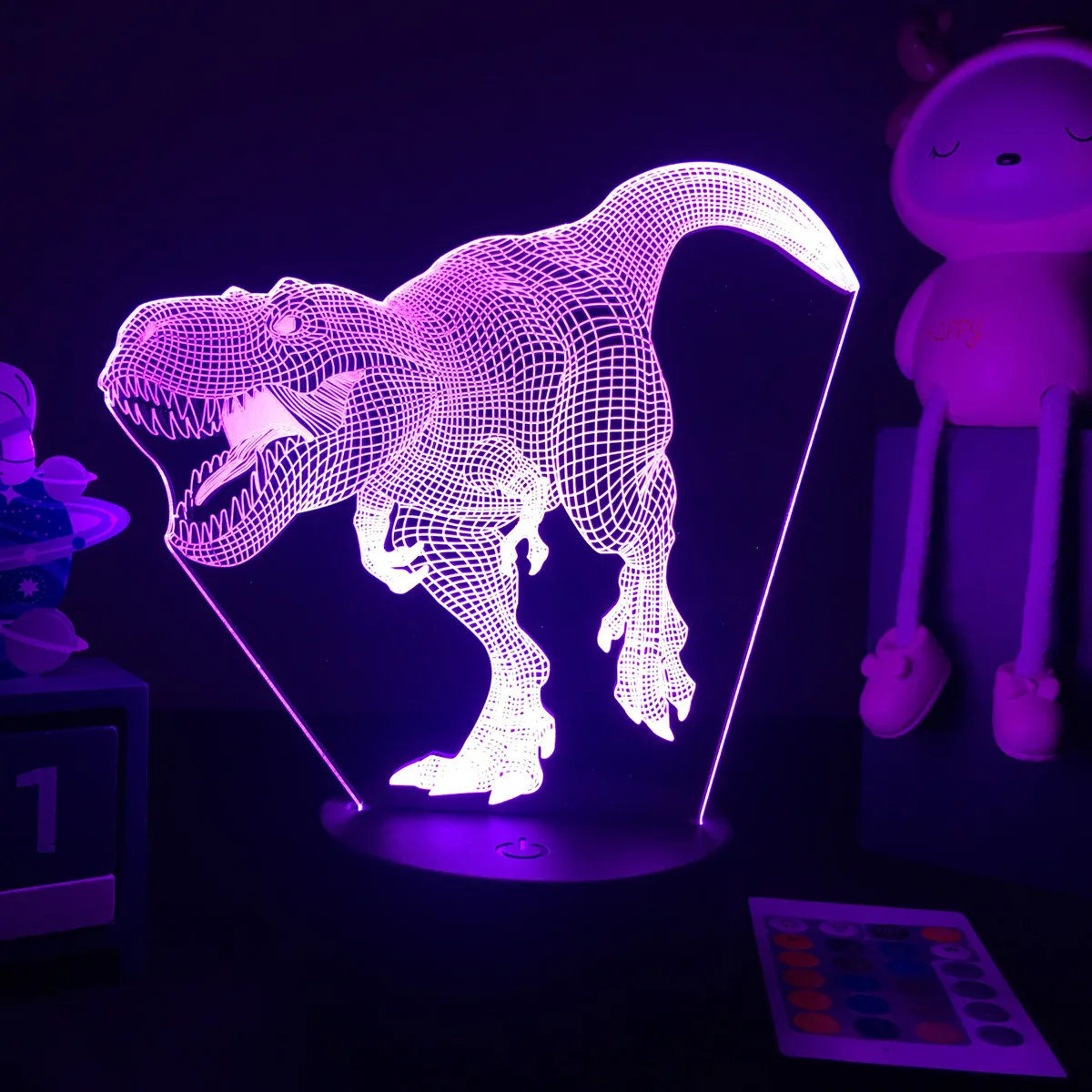 3D LED Dinosaur Nightlight For Kids Child Bedroom Decor Birthday Gifts Bedside Lamp Spinosaurus Figure Room Decoration