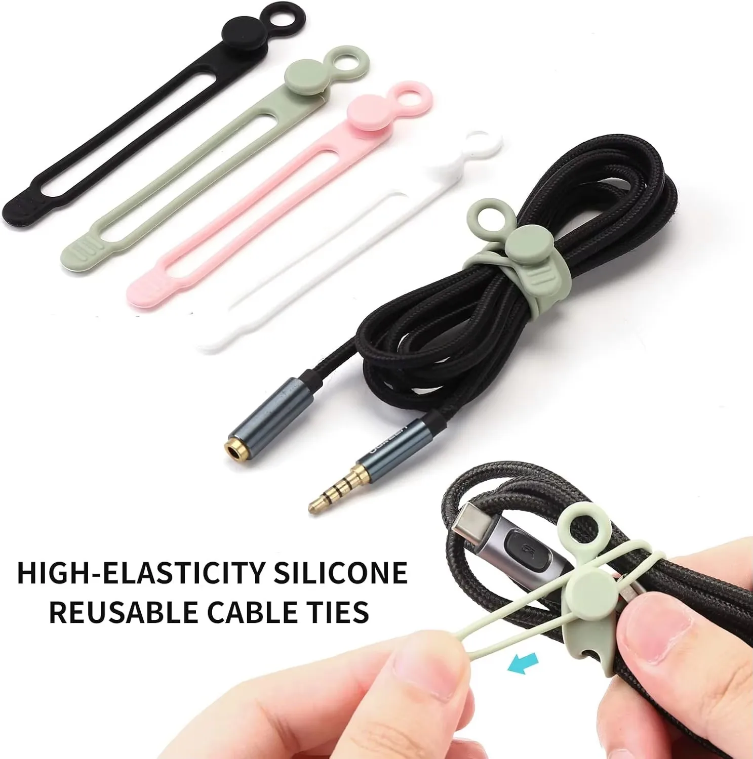 Silicone Cable Ties,Cord Organizer,Cable Straps,Reusable Cord Ties,Travel Cable Organizer ,Cute Elastic Tie, Wire Ties