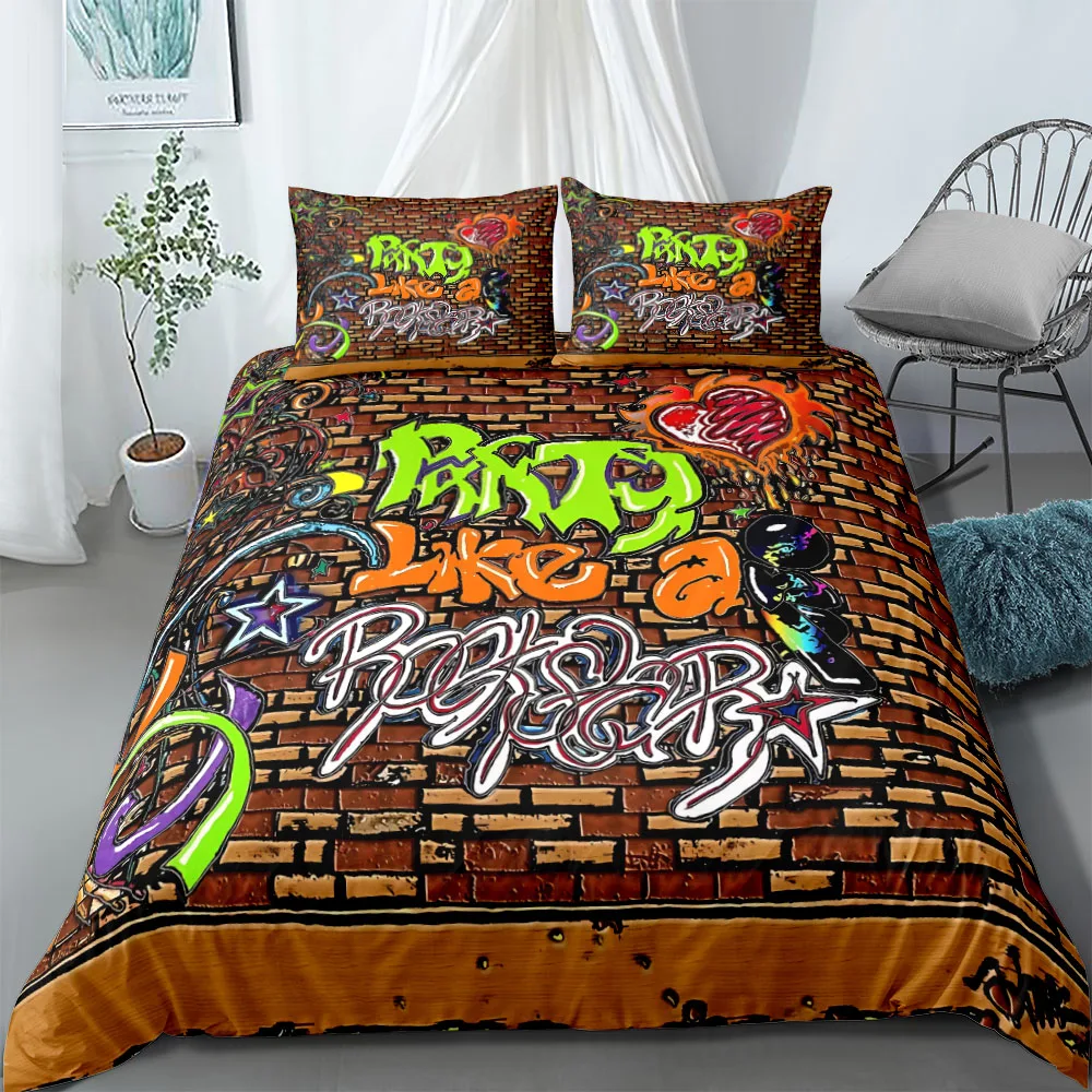 Party Like Rockstar Duvet Cover Set King Queen Double Full Twin Single Size Bed Linen Set