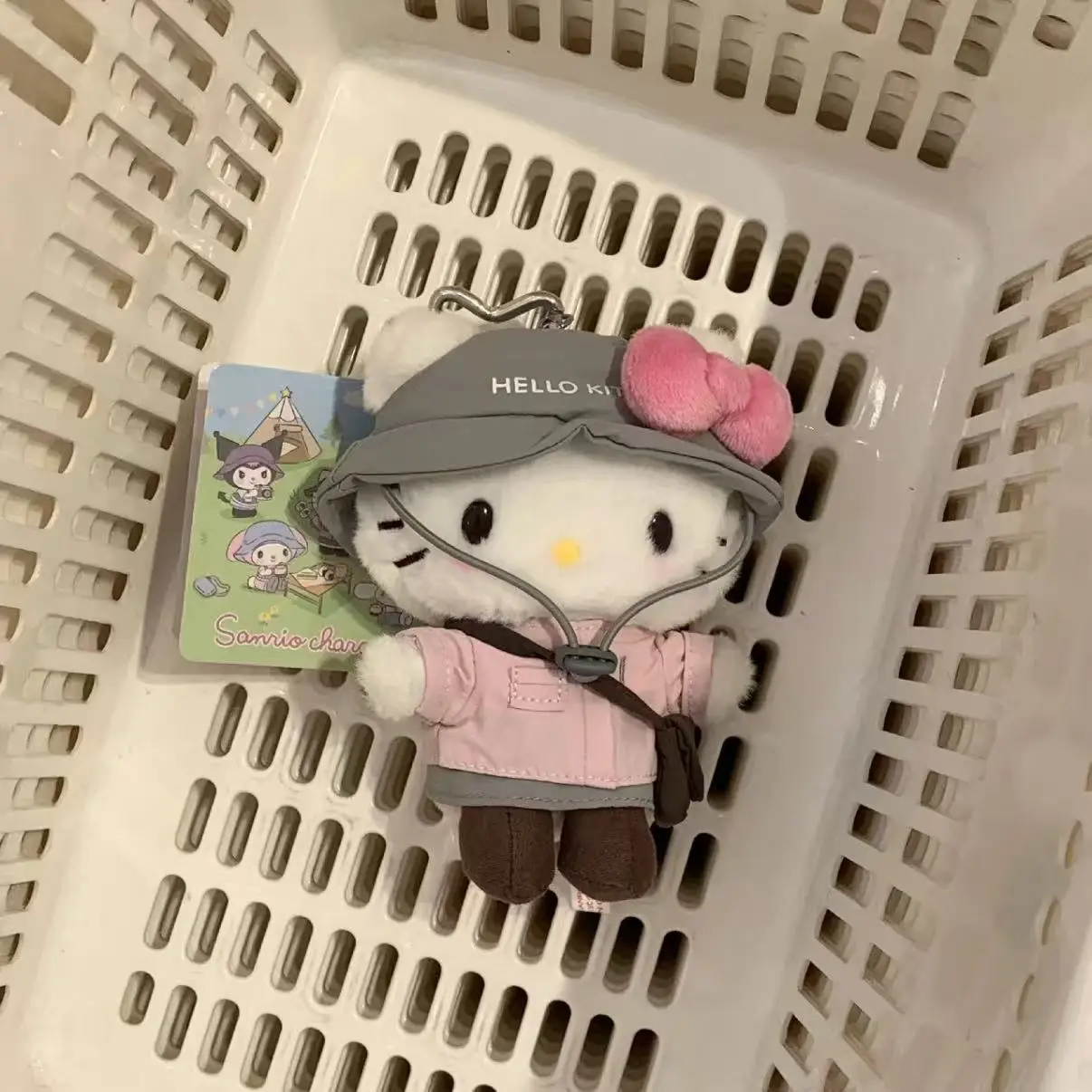 In Stock Sanrio Series Hello Kitty Camping Plush Toy Bag Pendant Keychain Phone Strap Cartoon Cloth Doll Girls Like Brthday Gift