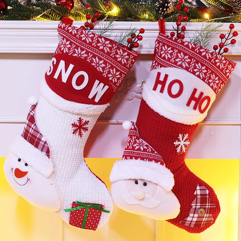 Christmas Stockings Classic large stockings Santa Claus, snowman, reindeer Christmas figures Family Christmas party  decoration