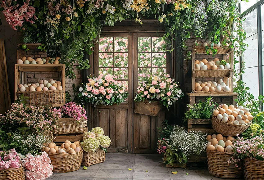 Mehofond التصوير خلفية الربيع عيد الفصح باب خشبي الزهور البيض الاطفال حفلة عيد ميلاد صورة ديكور خلفية استوديو الصور