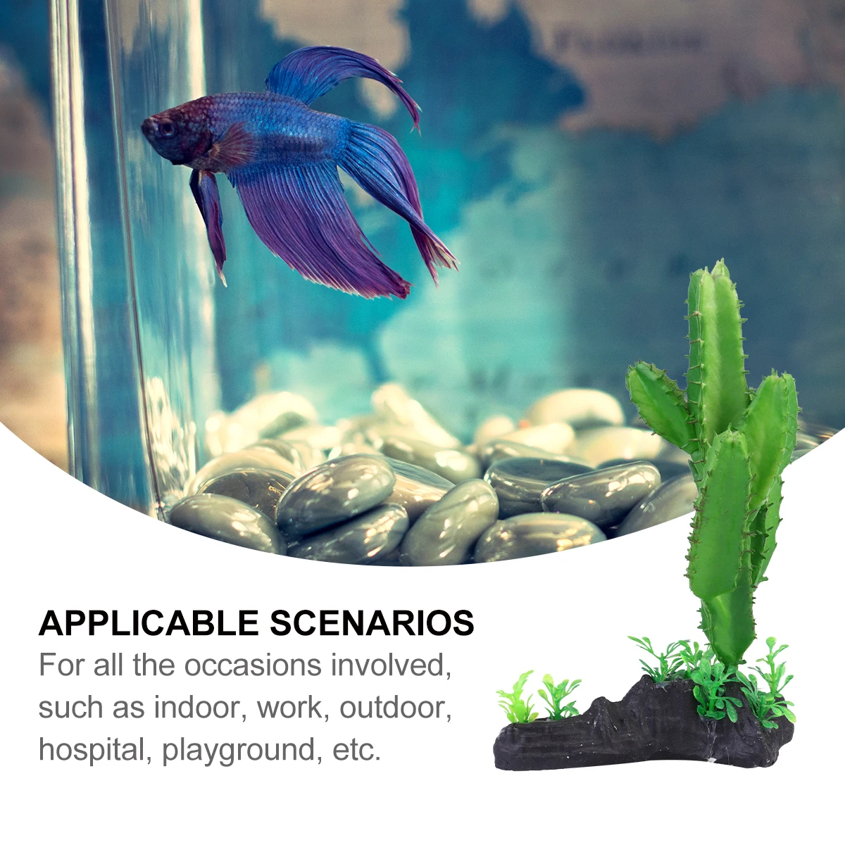 

Aquarium Cactus Plastic Cactus Artificial Bonsai Bright Tank Plant Decoration Underwater Plant For