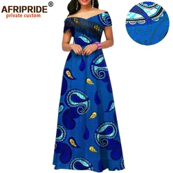 2025 African Maxi Dresses for Women Ankara Fabric+tassel Party Wedding Floor Length Women Casual Cotton Dress AFRIPRIDE A1925018