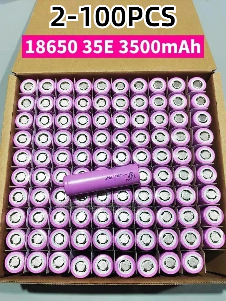

2-100 шт. Оригинальные перезаряжаемые аккумуляторы 35E 20A 3500 мАч INR18650 35E для фонариков, литий-ионные батареи 3,7 В