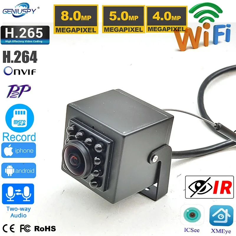 ICSee 8MP 5MP 4MP Wireles IP Security Camera Wifi Indoor Surveillance CCTV Mini 940nm IR Camara 2 Way Audio TF Card Wi-Fi Cam