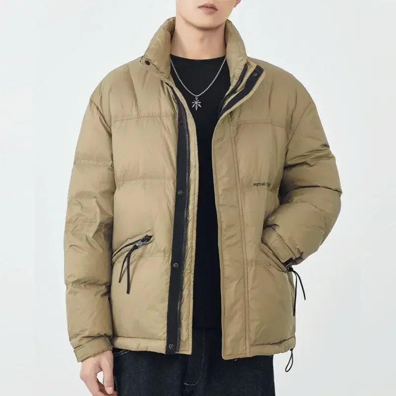 Cold-Proof Warm Casual Versatile Outerwear Stand Collar Solid Color Large Size Outcoat Winter New Men Down Jacket Male Fashion