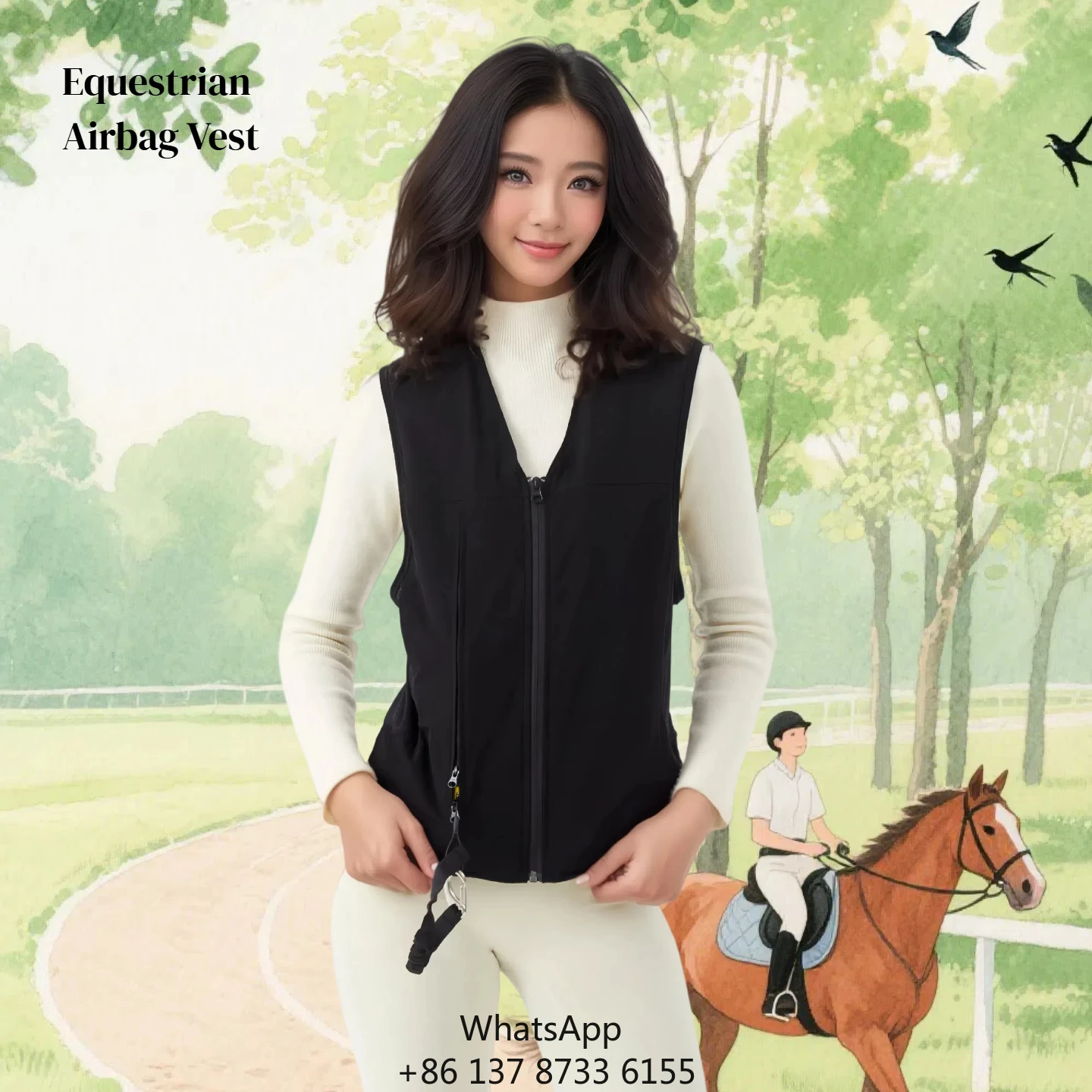 

Жилет с высокой талией и индивидуальным логотипом от производителя: улучшенный жилет для конного спорта с тисненым логотипом и функцией airbag