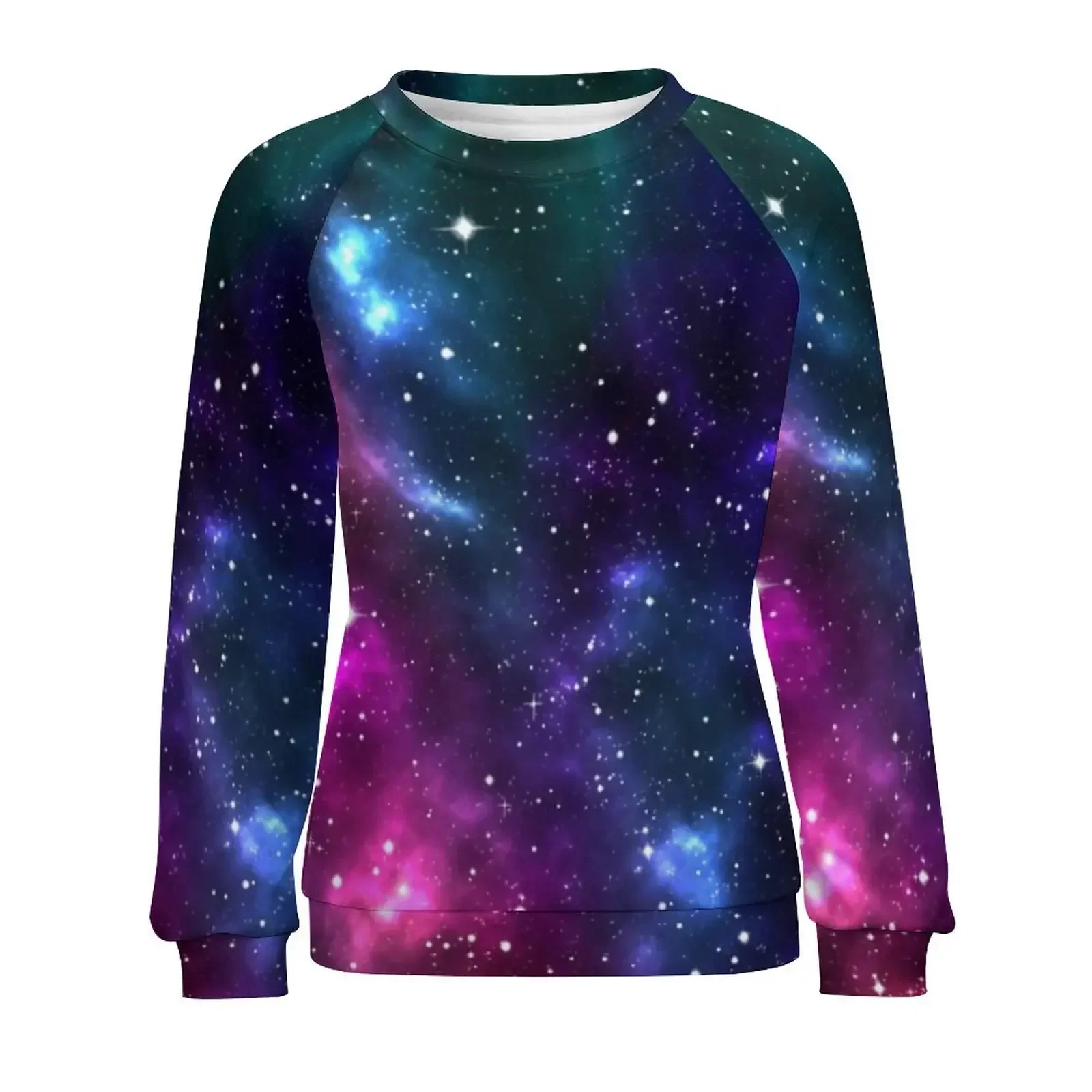 Purple Blue Galaxy Nebula Hoodies Autumn Stardust Graphic Hip Hop Oversized Hoodie Women Long Sleeve Modern Custom Casual Tops