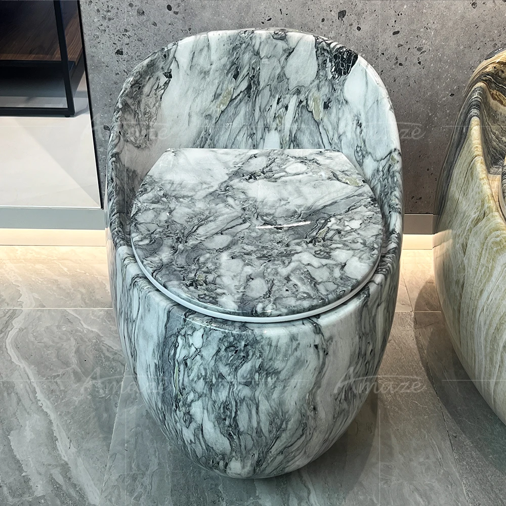 Toilet,Modern Marble Color One Piece Toilet Bowl Floor Mounted Ceramic Inodoros Egg Round Shape WC For Bathroom - view 4