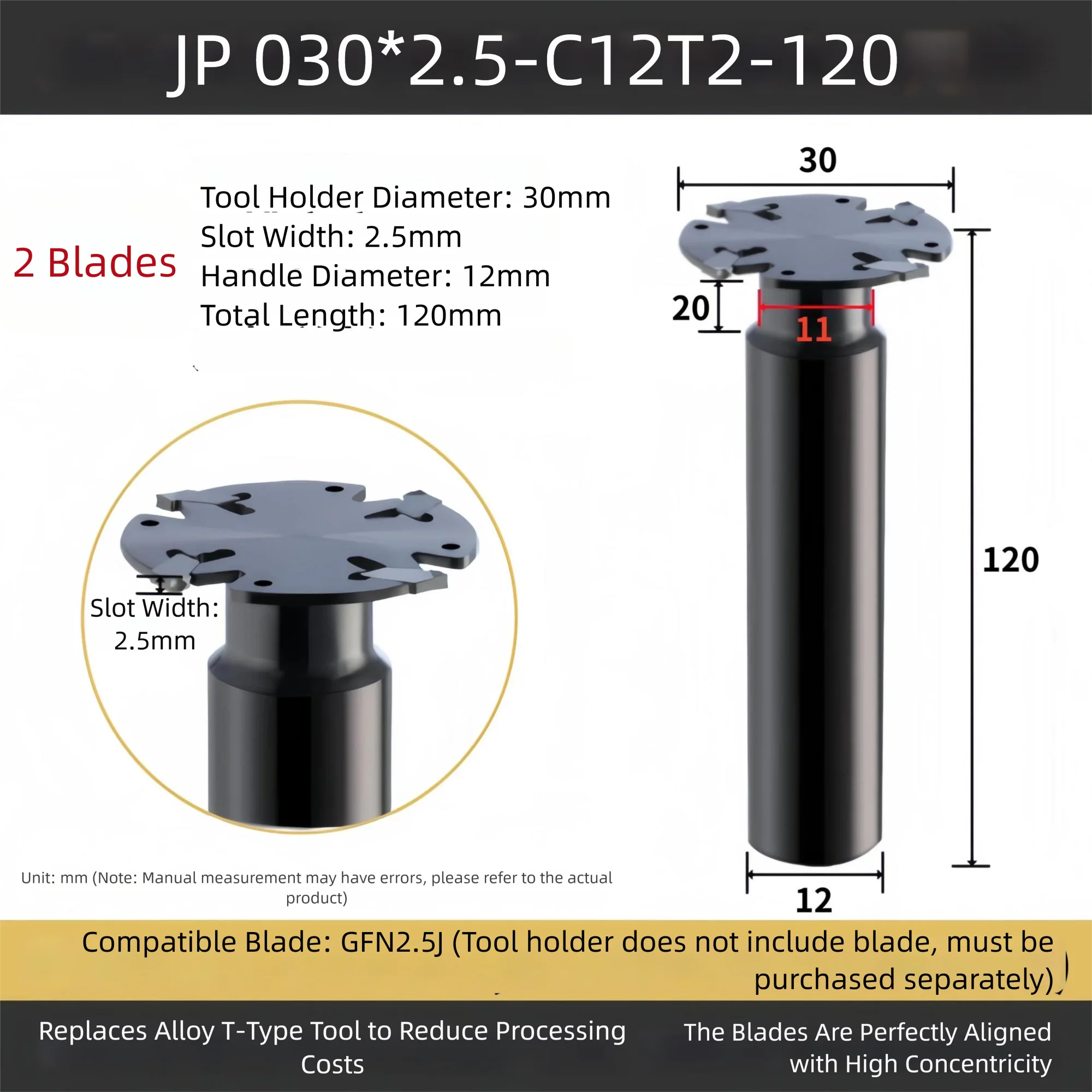 Jp Zaagblad Frees Cutter Bar 40X2 40X3 45X2 45X3 50X2 50X3 Freesgroef Gereedschap Vervangbaar Inzetstuk Gf 2Mm 3Mm