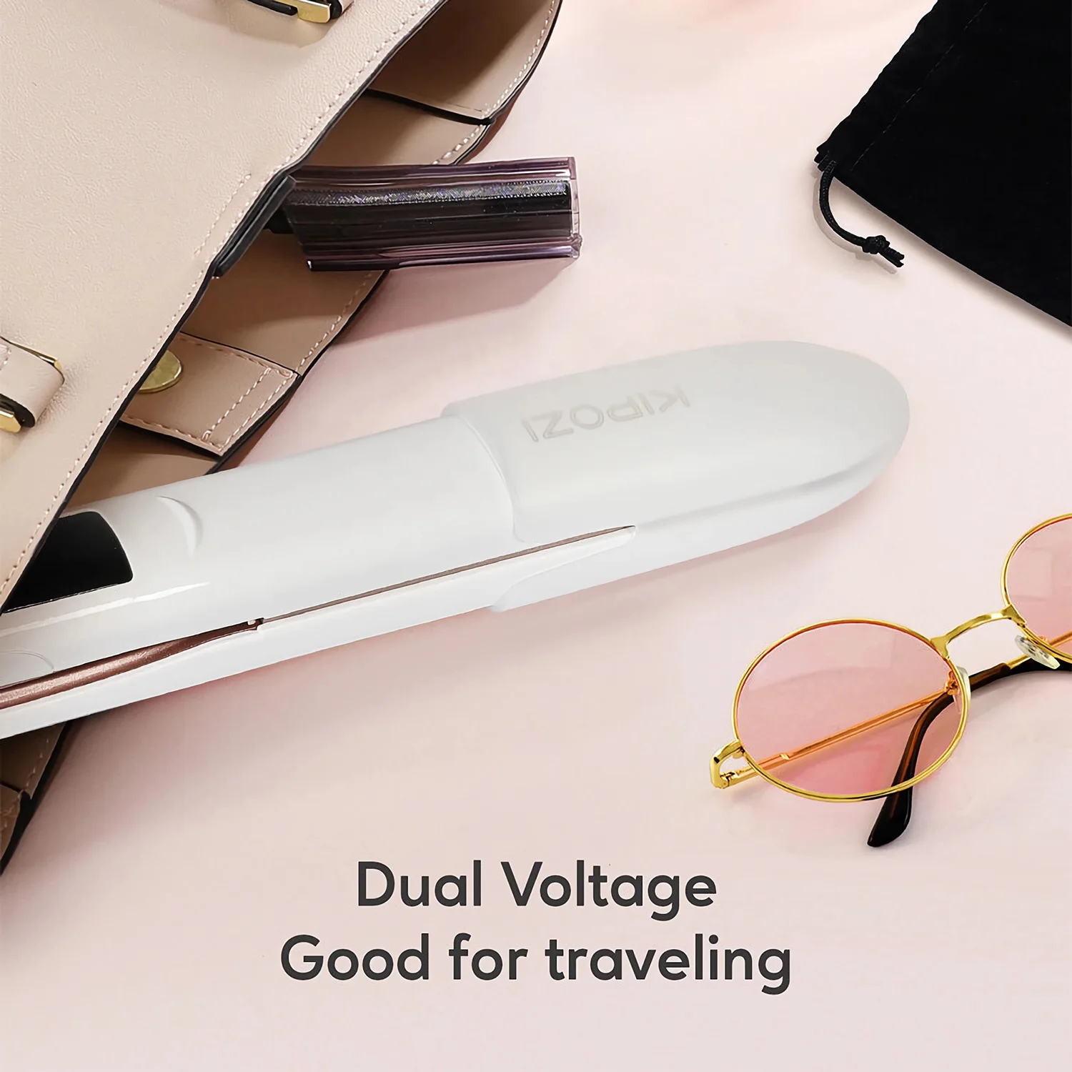 2025 KIPOZI المهنية التيتانيوم حديد مسطح مكواة فرد الشعر مع شاشة الكريستال السائل الرقمية الجهد المزدوج التدفئة الفورية الشباك الحديد