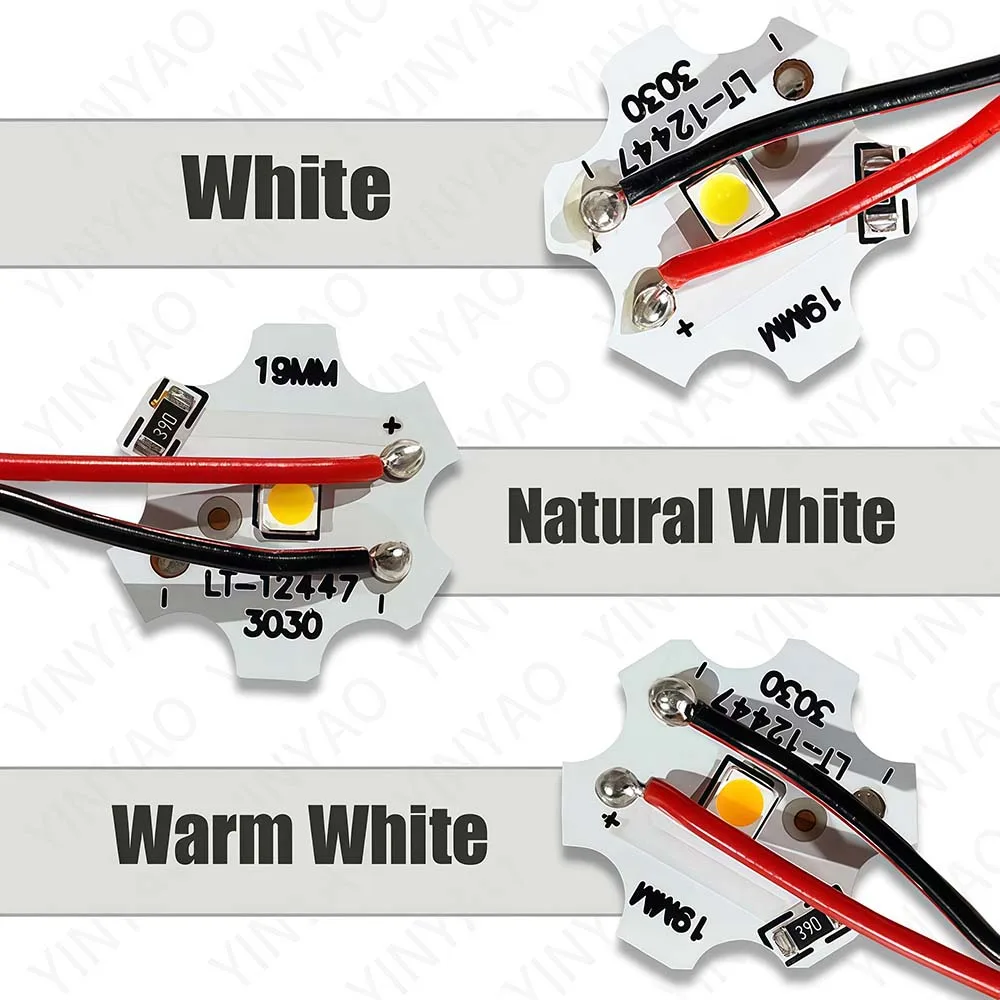 SMD3030 LED Lamp Beads 12V 24V Warm White Light PCB Board 19MM for Spotlights Night Lights Plum Blossom Shape Mini Light Board