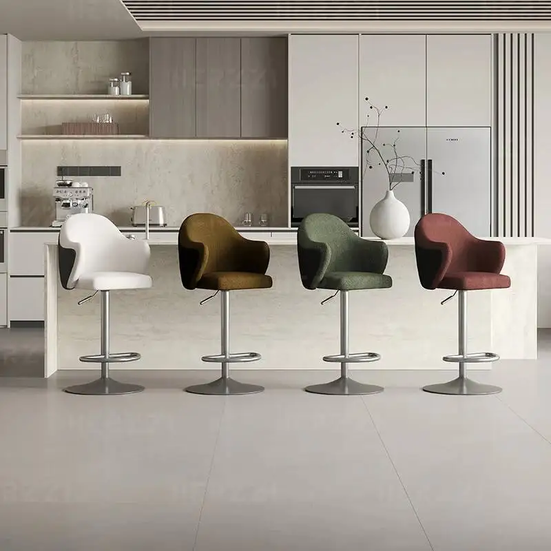 

Home Island Table Backrest High Foot Dining Chair Can Be Raised and Lowered Bar Stool Stainless Steel Bar High Stools